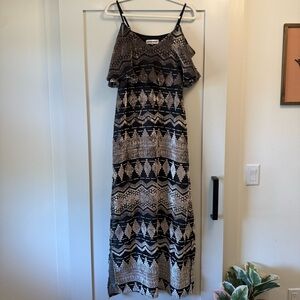 Black and Cream Geometric Maxi Dress size M